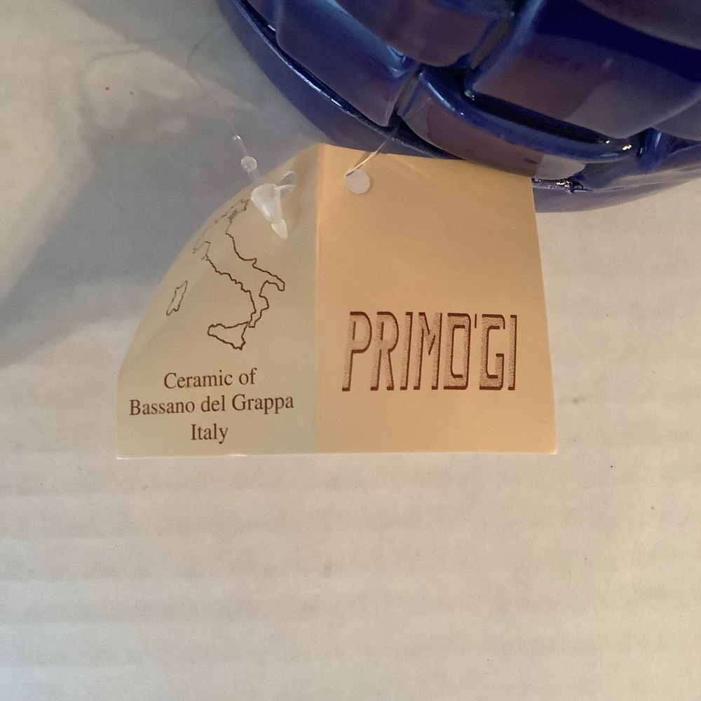 Primogi Italy Basket Weave Ceramic Container Blue New - Picture 9 of 12